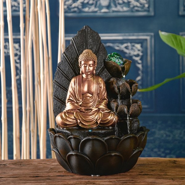 Fontaine D'eau Décorative Intérieure Style Bouddha - Apporte Détente, Ambiance Feng Shui - Décoration Pour Salon, Bureau