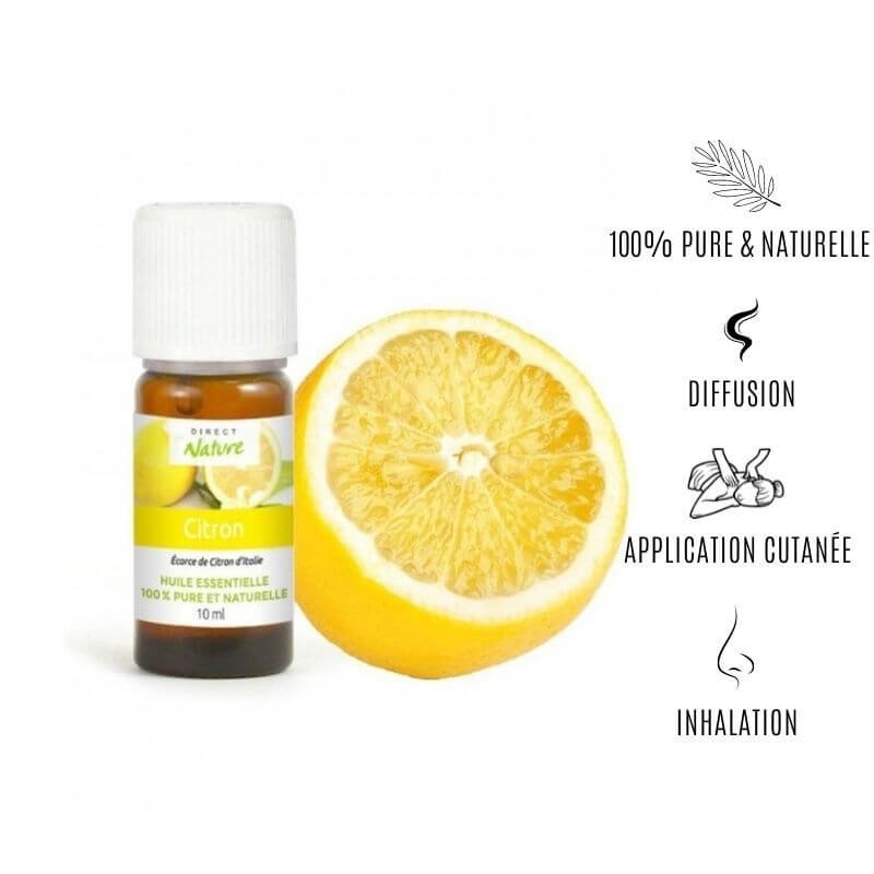 Pure huile essentielle de citron. 100 % naturelle.