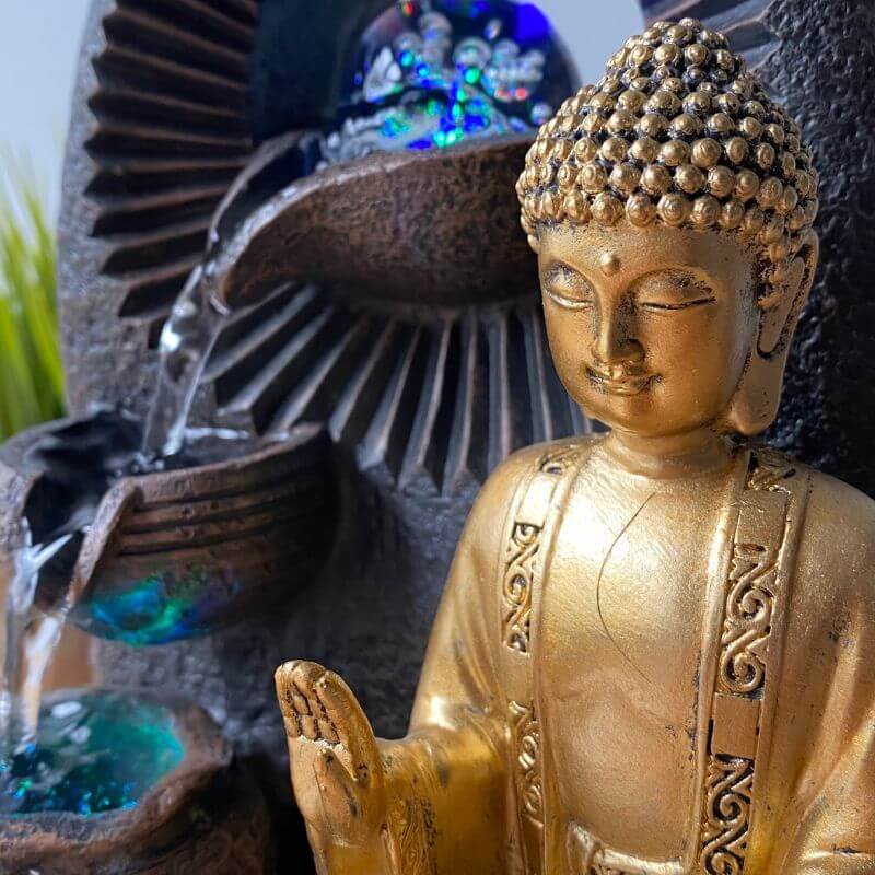 Fontaine d'intérieur Bouddha penseur et vasques